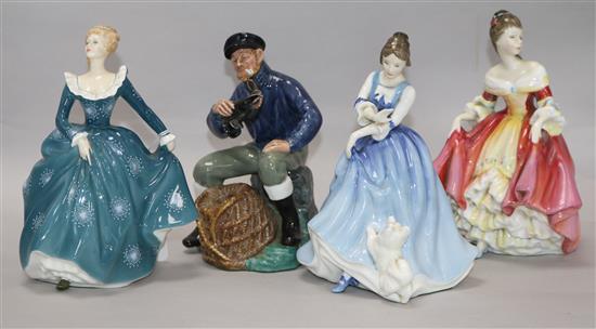 Four Doulton figures, one titled The Lobster Man, tallest 19.5cm